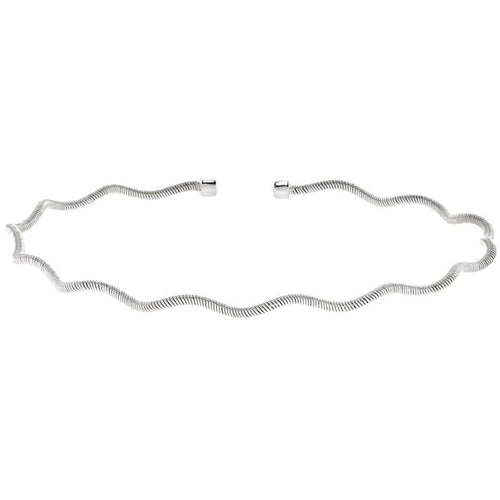 Rhodium Finish Sterling Silver Thin Wavy Cable Cuff Bracelet - LL7133B-RH-DISCO-Kelly Waters-Renee Taylor Gallery