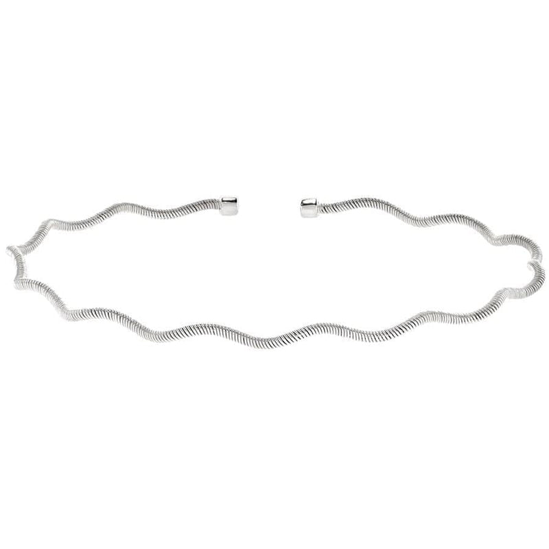 Rhodium Finish Sterling Silver Thin Wavy Cable Cuff Bracelet - LL7133B-RH-DISCO-Kelly Waters-Renee Taylor Gallery