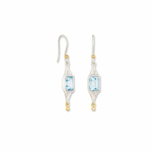 Lantern Sky Blue Topaz Earrings, Diamond by Lika Behar