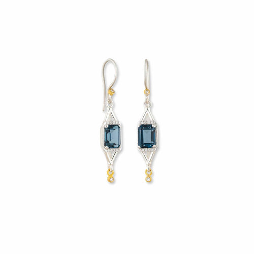 Lantern London Blue Topaz Earrings, Diamond by Lika Behar
