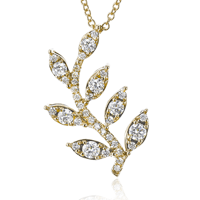 18k Yellow Gold & Diamond Leaf Pendant - LP4601-Simon G.-Renee Taylor Gallery