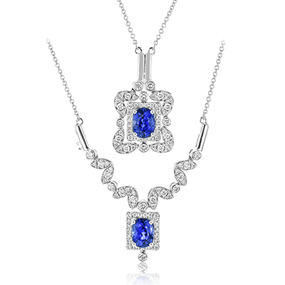 18k White Gold, Diamond & Sapphire Convertible Necklace - LP4773-Simon G.-Renee Taylor Gallery