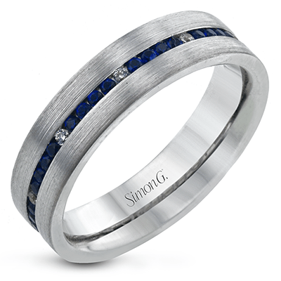 14k White Gold, Sapphire & Diamond Men's Band-Simon G.-Renee Taylor Gallery