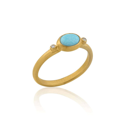 Lara Ring with Turquoise Sleeping Beauty & Diamond by Lika Behar
