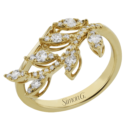 18k Yellow Gold & Diamond Leaf Ring - LR2718-Simon G.-Renee Taylor Gallery