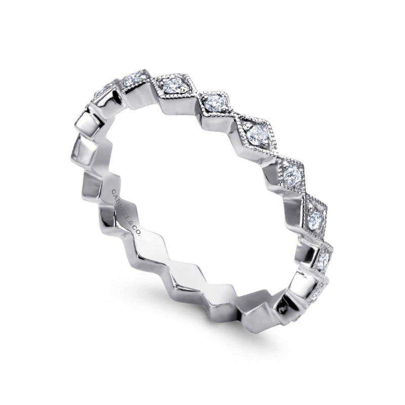 14K White Gold Geometric Diamond Stackable Ring - LR4379W45JJ-Gabriel & Co.-Renee Taylor Gallery