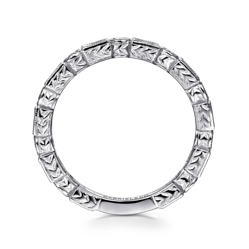 14K White Gold Baguette and Round Diamond Eternity Ring - LR4380W44JJ-Gabriel & Co.-Renee Taylor Gallery