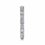 14K White Gold Baguette and Round Diamond Eternity Ring - LR4380W44JJ-Gabriel & Co.-Renee Taylor Gallery