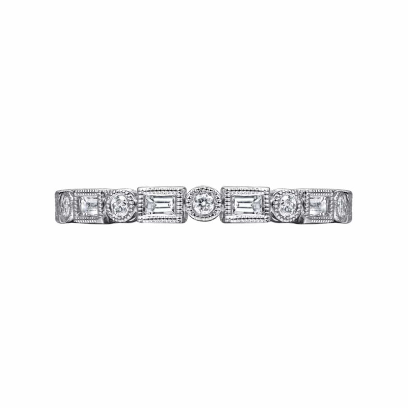 14K White Gold Baguette and Round Diamond Eternity Ring - LR4380W44JJ-Gabriel & Co.-Renee Taylor Gallery