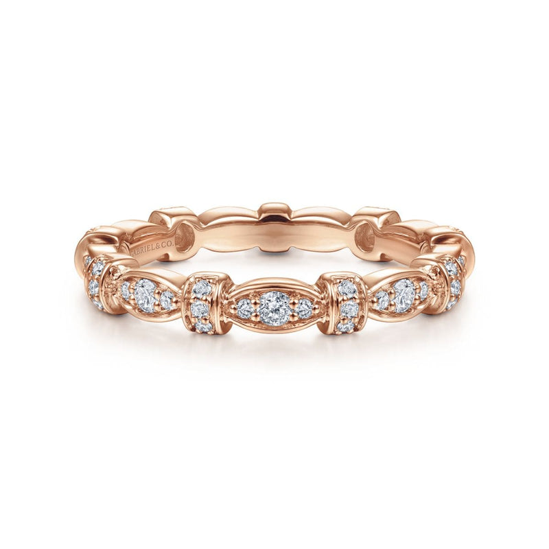 14K Rose Gold Geometric Stackable Diamond Ring - LR4579K45JJ-Gabriel & Co.-Renee Taylor Gallery