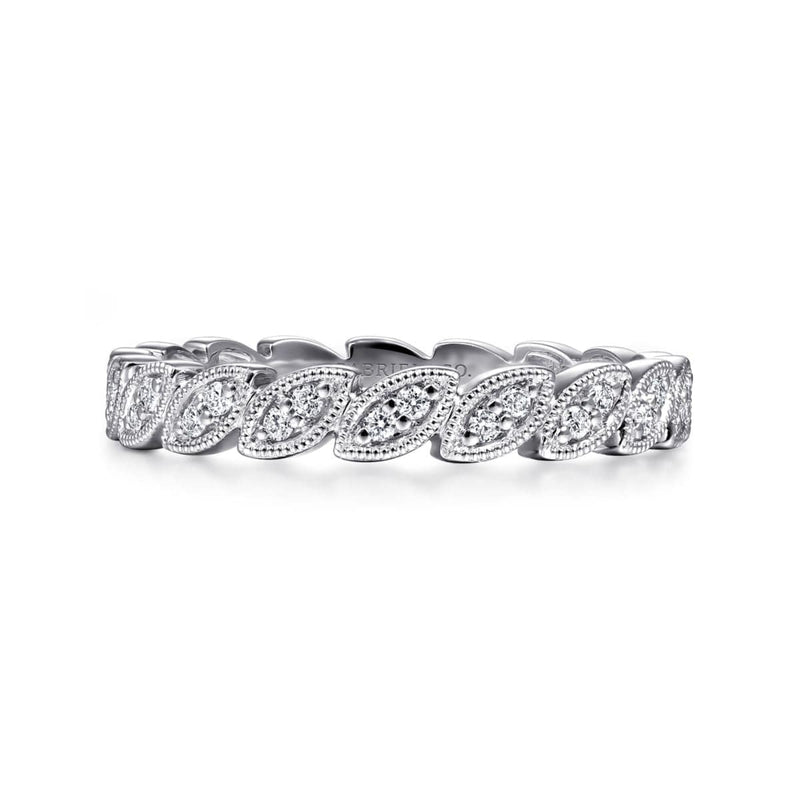 14K White Gold Scalloped Marquise Stackable Diamond Ring - LR4652W45JJ-Gabriel & Co.-Renee Taylor Gallery