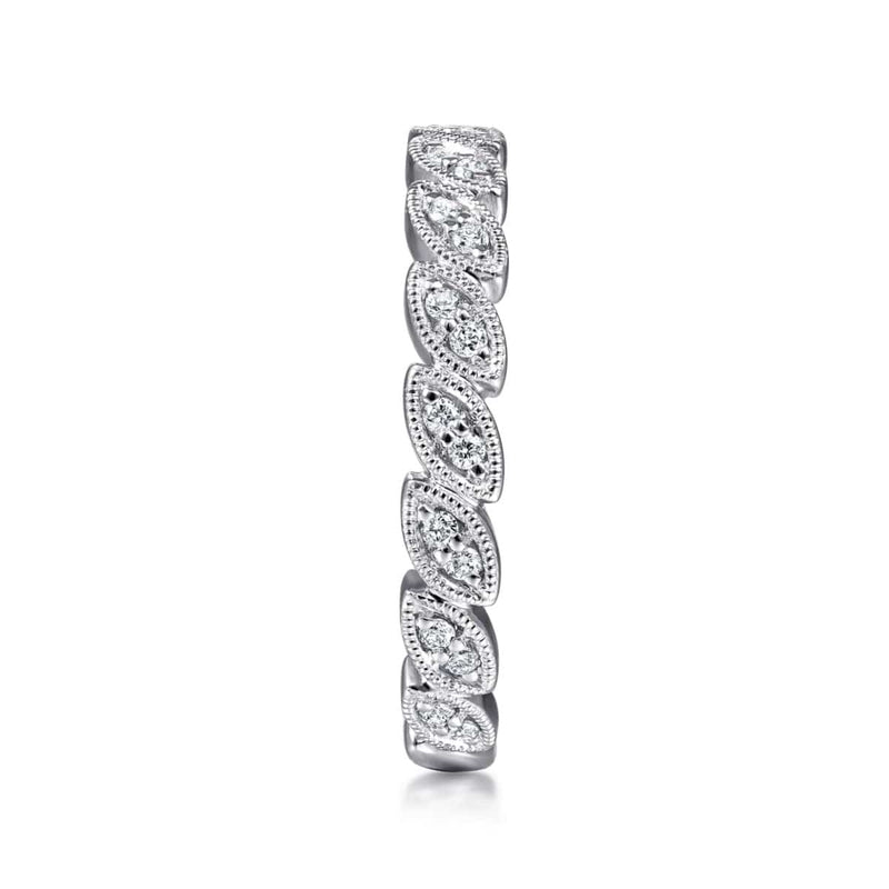 14K White Gold Scalloped Marquise Stackable Diamond Ring - LR4652W45JJ-Gabriel & Co.-Renee Taylor Gallery