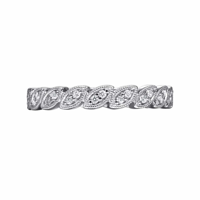 14K White Gold Scalloped Marquise Stackable Diamond Ring - LR4652W45JJ-Gabriel & Co.-Renee Taylor Gallery