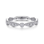 14K White Gold Angular Shape Station Stackable Diamond Ring - LR4749W45JJ-Gabriel & Co.-Renee Taylor Gallery