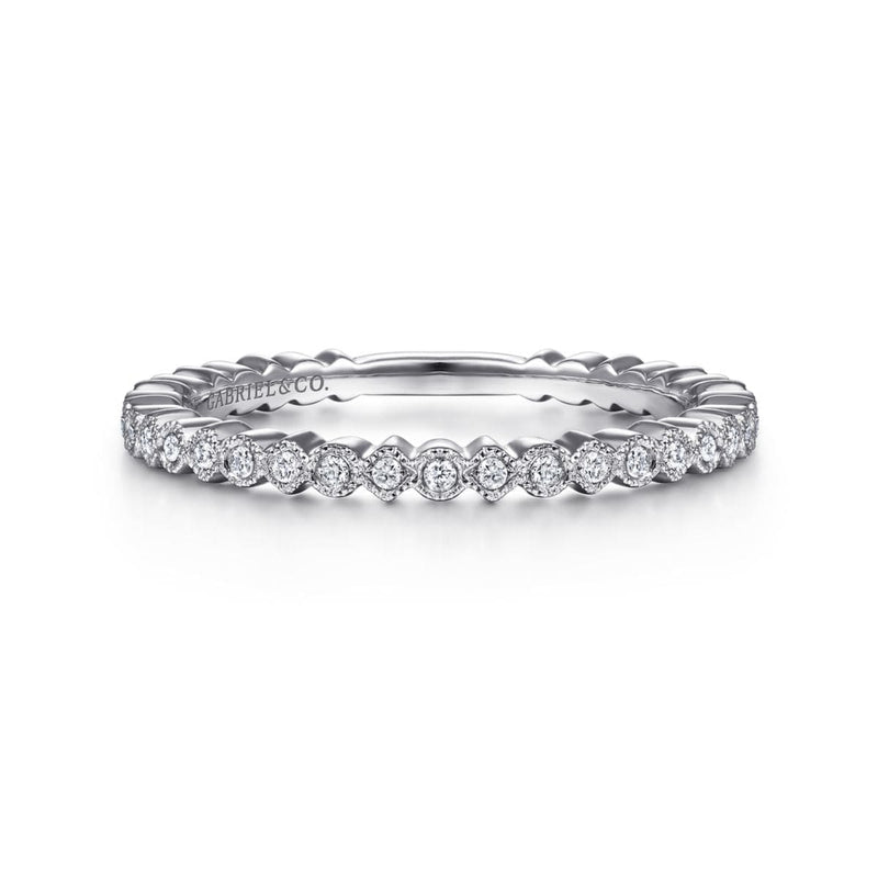 14K White Gold Scalloped Stackable Diamond Band - LR4801W45JJ-Gabriel & Co.-Renee Taylor Gallery