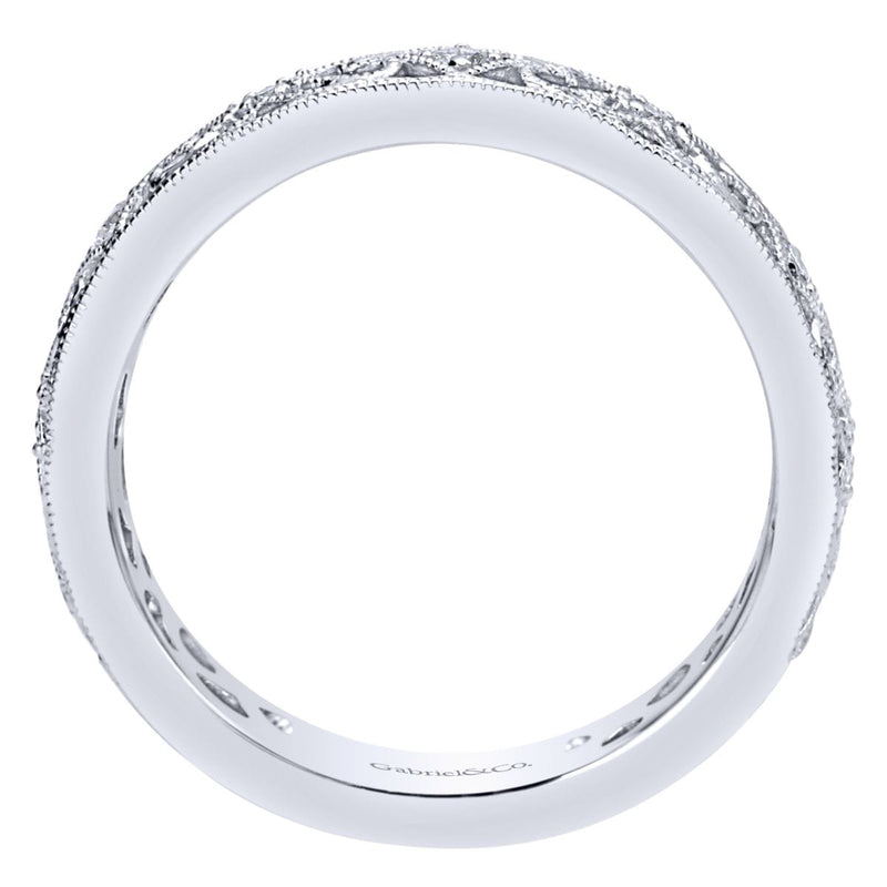 14K White Gold Filigree Diamond Ring - LR4854W44JJ-Gabriel & Co.-Renee Taylor Gallery