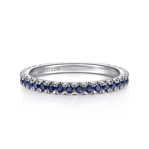 14K White Gold Sapphire Stackable Ring - LR50889W4JSA-Gabriel & Co.-Renee Taylor Gallery