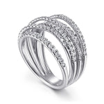 14k White Gold Layered Wide Band Diamond Ring - LR50964W45JJ-Gabriel & Co.-Renee Taylor Gallery