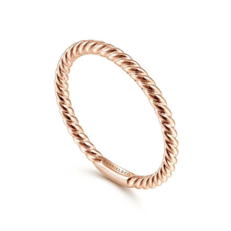 14K Rose Gold Twisted Rope Stackable Ring - LR51173K4JJJ-Gabriel & Co.-Renee Taylor Gallery