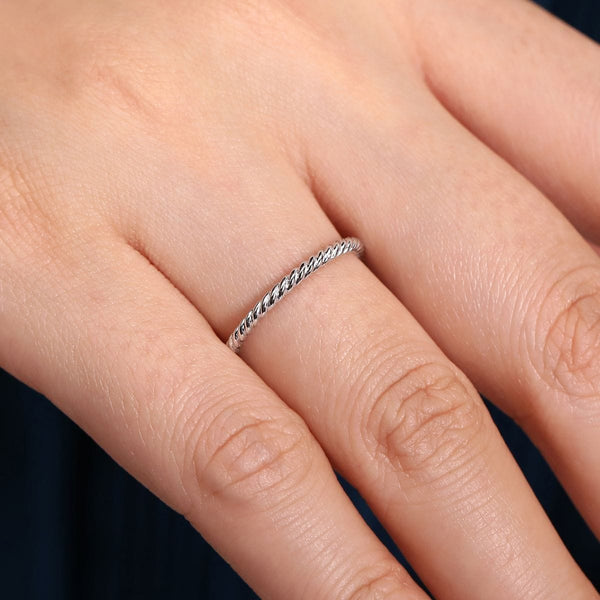 14K White Gold Twisted Rope Stackable Ring - LR51173W4JJJ - Gabriel & Co.