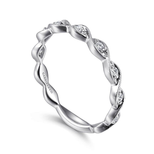 14K White Gold Twisted Diamond Stackable Ring - LR51178W45JJ-Gabriel & Co.-Renee Taylor Gallery