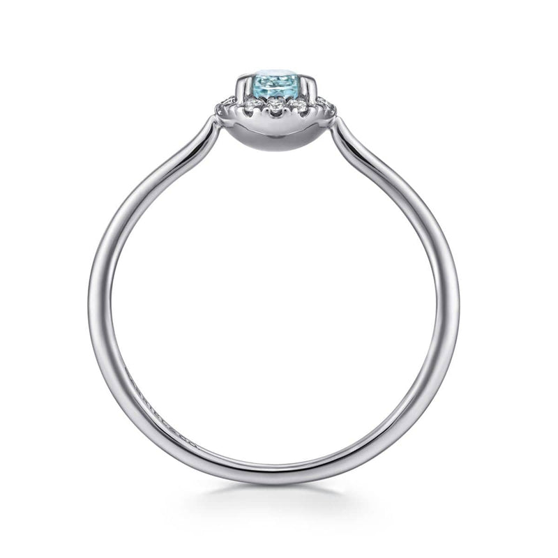 14K White Gold Aquamarine Diamond Halo Promise Ring - LR51264W45AQ-Gabriel & Co.-Renee Taylor Gallery