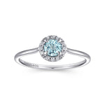 14K White Gold Aquamarine Diamond Halo Promise Ring - LR51264W45AQ-Gabriel & Co.-Renee Taylor Gallery