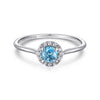 14K White Gold Blue Topaz and Diamond Halo Promise Ring - LR51264W45BT-Gabriel & Co.-Renee Taylor Gallery