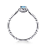 14K White Gold Blue Topaz and Diamond Halo Promise Ring - LR51264W45BT-Gabriel & Co.-Renee Taylor Gallery