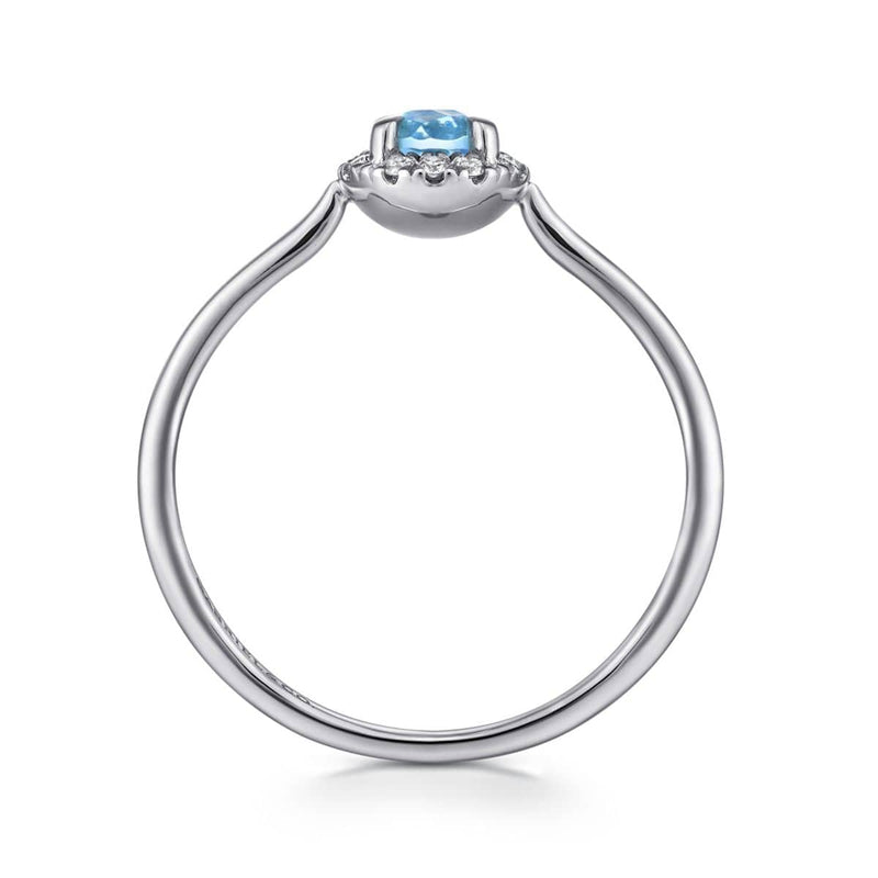 14K White Gold Blue Topaz and Diamond Halo Promise Ring - LR51264W45BT-Gabriel & Co.-Renee Taylor Gallery