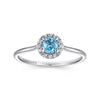 14K White Gold Blue Topaz and Diamond Halo Promise Ring - LR51264W45BT-Gabriel & Co.-Renee Taylor Gallery