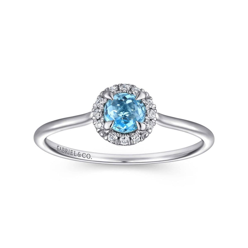 14K White Gold Blue Topaz and Diamond Halo Promise Ring - LR51264W45BT-Gabriel & Co.-Renee Taylor Gallery