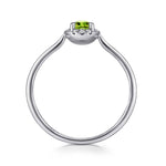 14K White Gold Peridot and Diamond Halo Promise Ring - LR51264W45PE-Gabriel & Co.-Renee Taylor Gallery