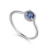 14K White Gold Blue Sapphire and Diamond Halo Promise Ring - LR51264W45SA-Gabriel & Co.-Renee Taylor Gallery