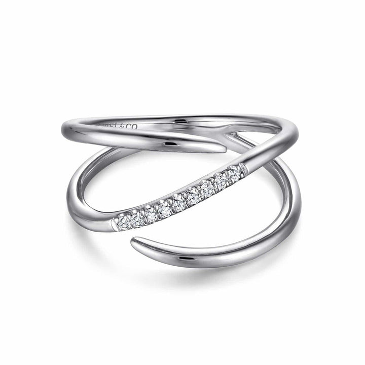 14K White Gold Split Shank Pave Diamond Wrap Ring - LR51267W45JJ-Gabriel & Co.-Renee Taylor Gallery