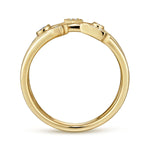 14K Yellow Gold Tri Band Diamond Station Ring - LR51269Y45JJ-Gabriel & Co.-Renee Taylor Gallery