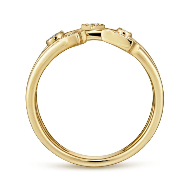 14K Yellow Gold Tri Band Diamond Station Ring - LR51269Y45JJ-Gabriel & Co.-Renee Taylor Gallery