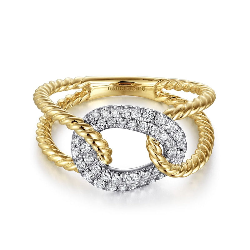 大人気新品セール ブ 14K with Ring Link Rope Twisted Gold White and Yellow アクセサリー