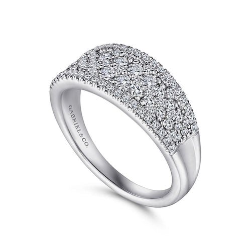 14K White Gold Curved Pavé Diamond Ring - LR51342W45JJ-Gabriel & Co.-Renee Taylor Gallery