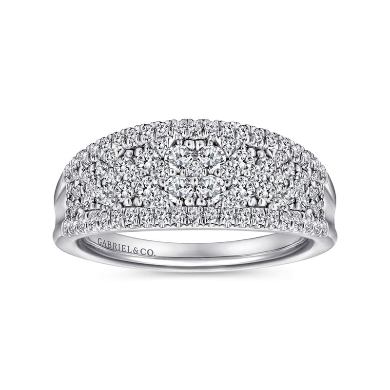 14K White Gold Curved Pavé Diamond Ring - LR51342W45JJ-Gabriel & Co.-Renee Taylor Gallery
