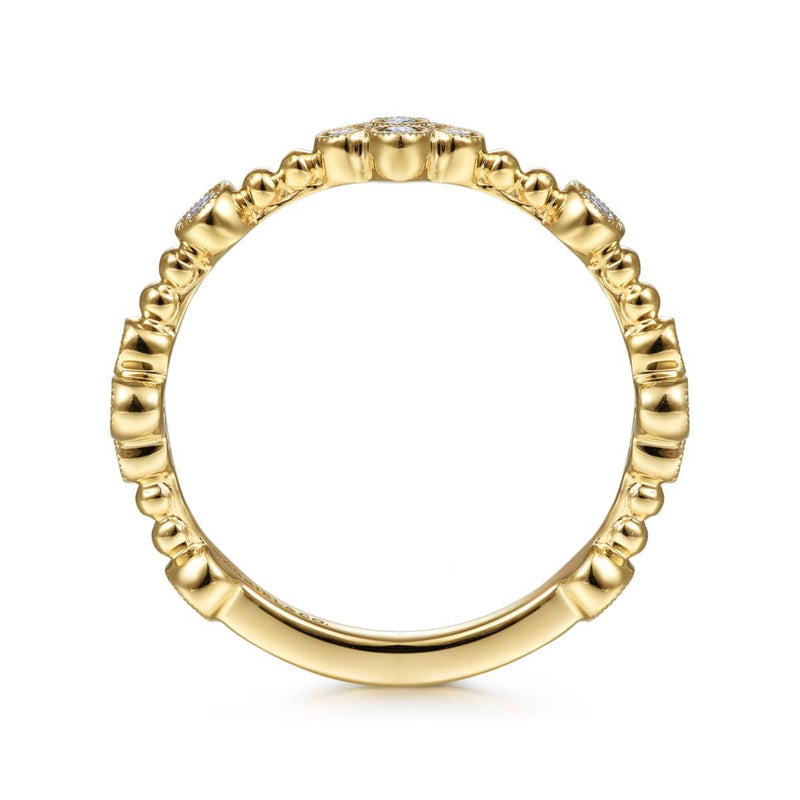 14K Yellow Gold Diamond Quatrefoil Station Ring - LR51473Y45JJ-Gabriel & Co.-Renee Taylor Gallery