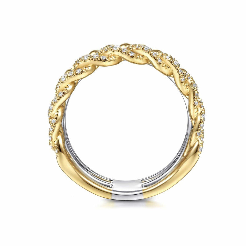 14K White & Yellow Gold Wide Band Layered Diamond Ring - LR51517M45JJ-Gabriel & Co.-Renee Taylor Gallery