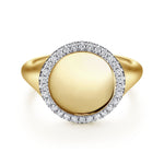 14K Yellow Gold Pinky Signet Ring with Diamond Halo - LR51521Y45JJ-Gabriel & Co.-Renee Taylor Gallery