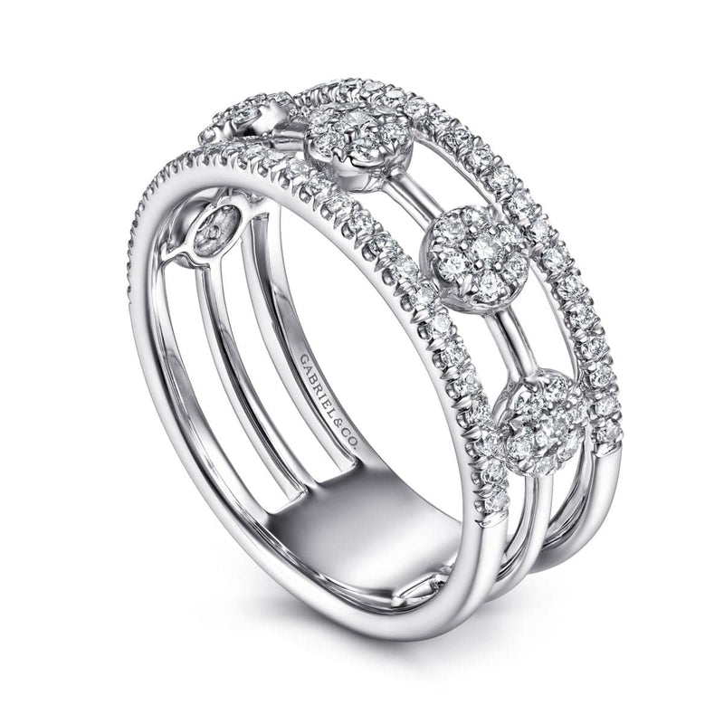 14K White Gold Round Diamond Station Ring - LR51555W45JJ-Gabriel & Co.-Renee Taylor Gallery