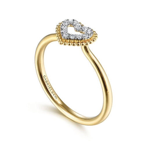 14K Yellow Gold Diamond Pavé Open Heart Ring - LR51600Y45JJ-Gabriel & Co.-Renee Taylor Gallery