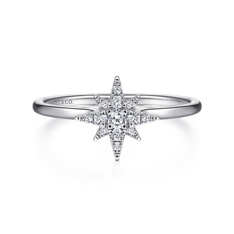 14K White Gold Diamond Starburst Ring - LR51609W45JJ-Gabriel & Co.-Renee Taylor Gallery
