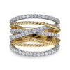 14K White & Yellow Gold Twisted Rope and Diamond Multi Row Ring - LR51623M45JJ-Gabriel & Co.-Renee Taylor Gallery