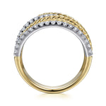 14K White & Yellow Gold Twisted Rope and Diamond Multi Row Ring - LR51623M45JJ-Gabriel & Co.-Renee Taylor Gallery