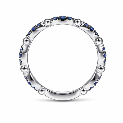 14K White Gold Cluster Sapphire and Bujukan Ball Stackable Ring - LR51704W4JSA-Gabriel & Co.-Renee Taylor Gallery