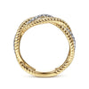 14K White & Yellow Gold Twisted Rope and Diamond Intersecting Ring - LR51732M45JJ-Gabriel & Co.-Renee Taylor Gallery